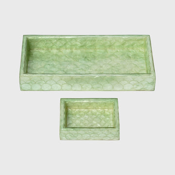 Capiz trays, sage green, set of two 