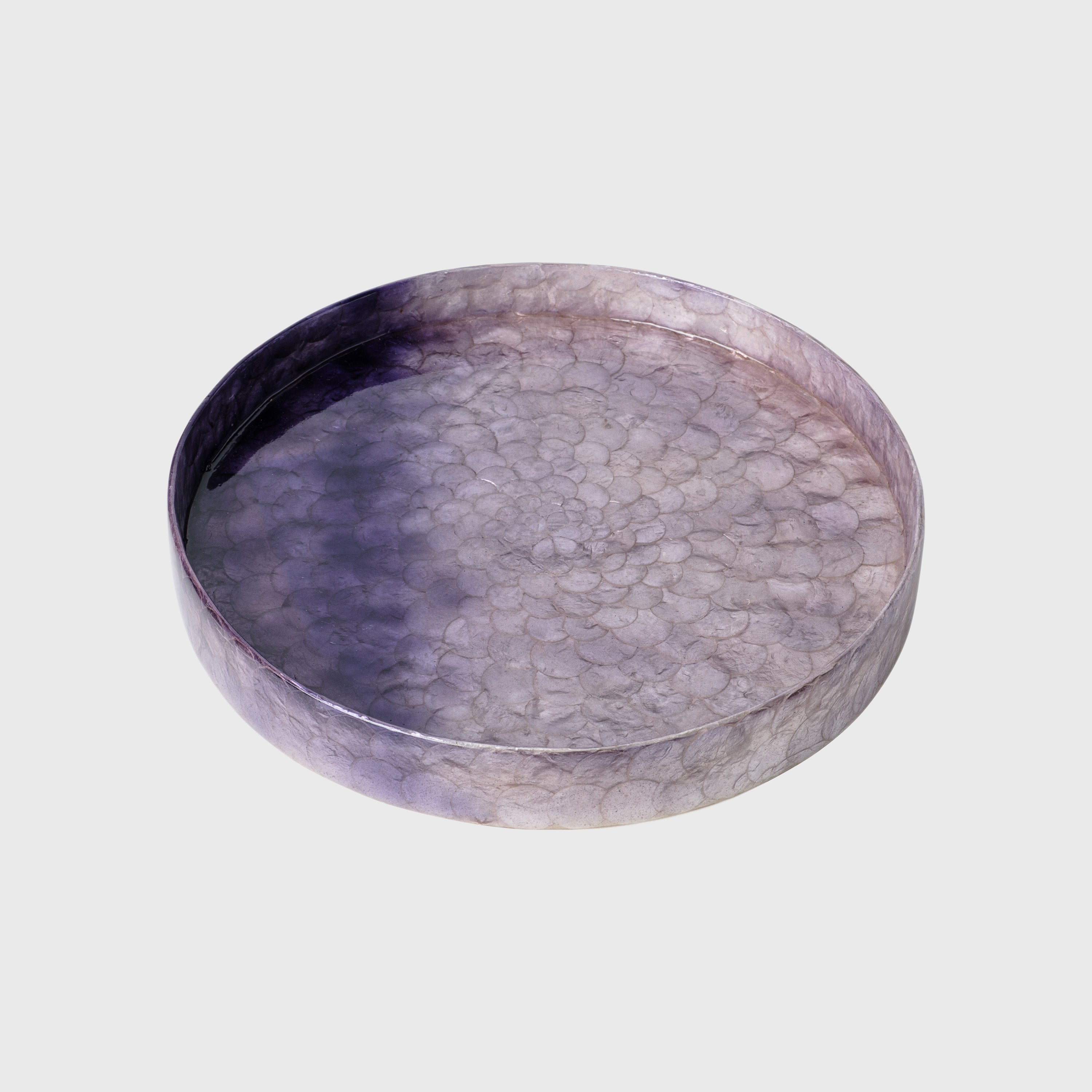Small capiz tray, amethyst dip dye