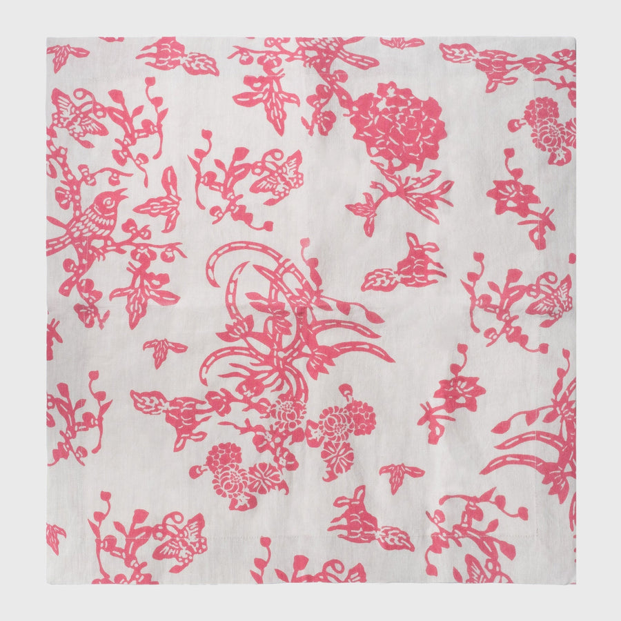 Garden print napkin, pink, set of two