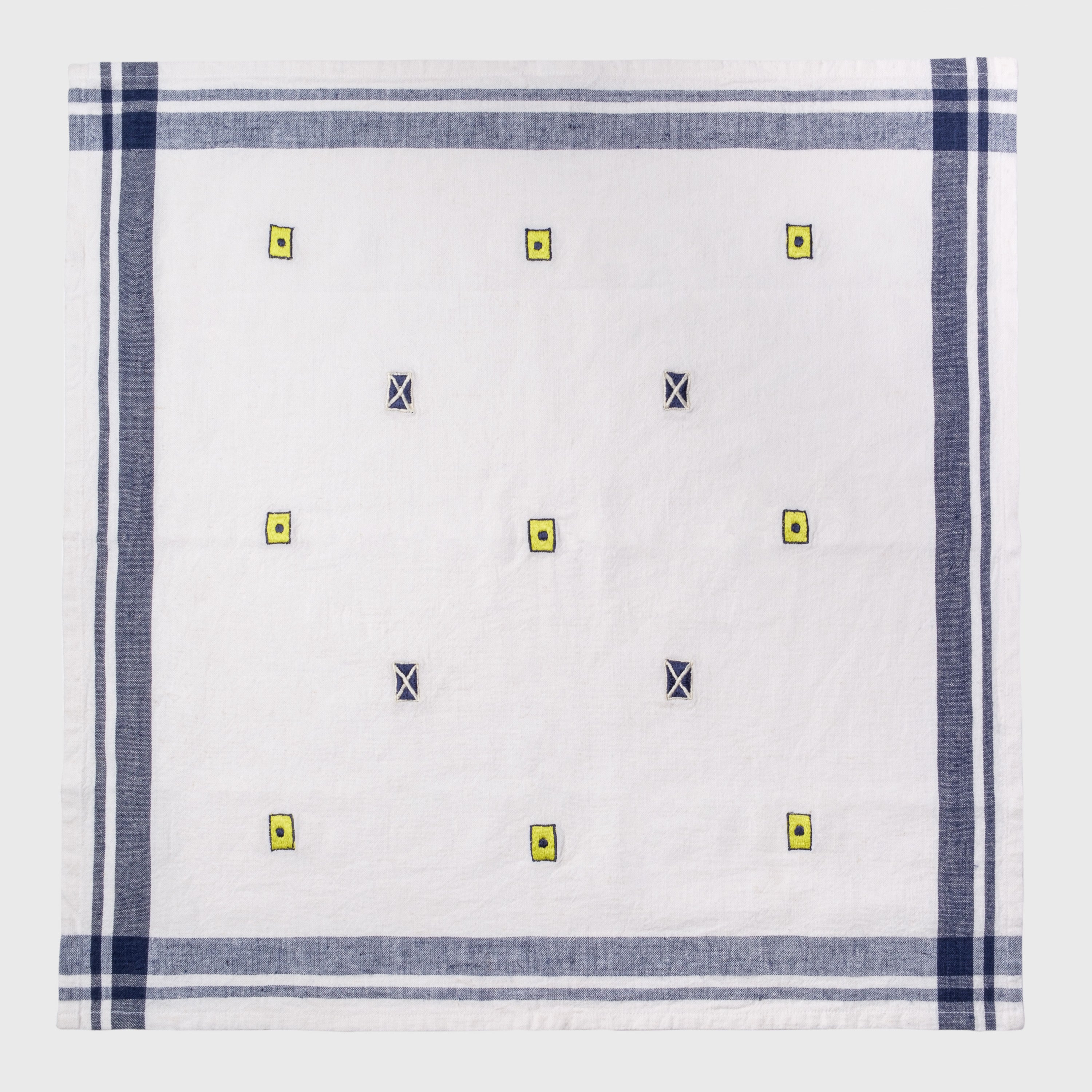 Nautical embroidered dinner napkin, cream, set of four