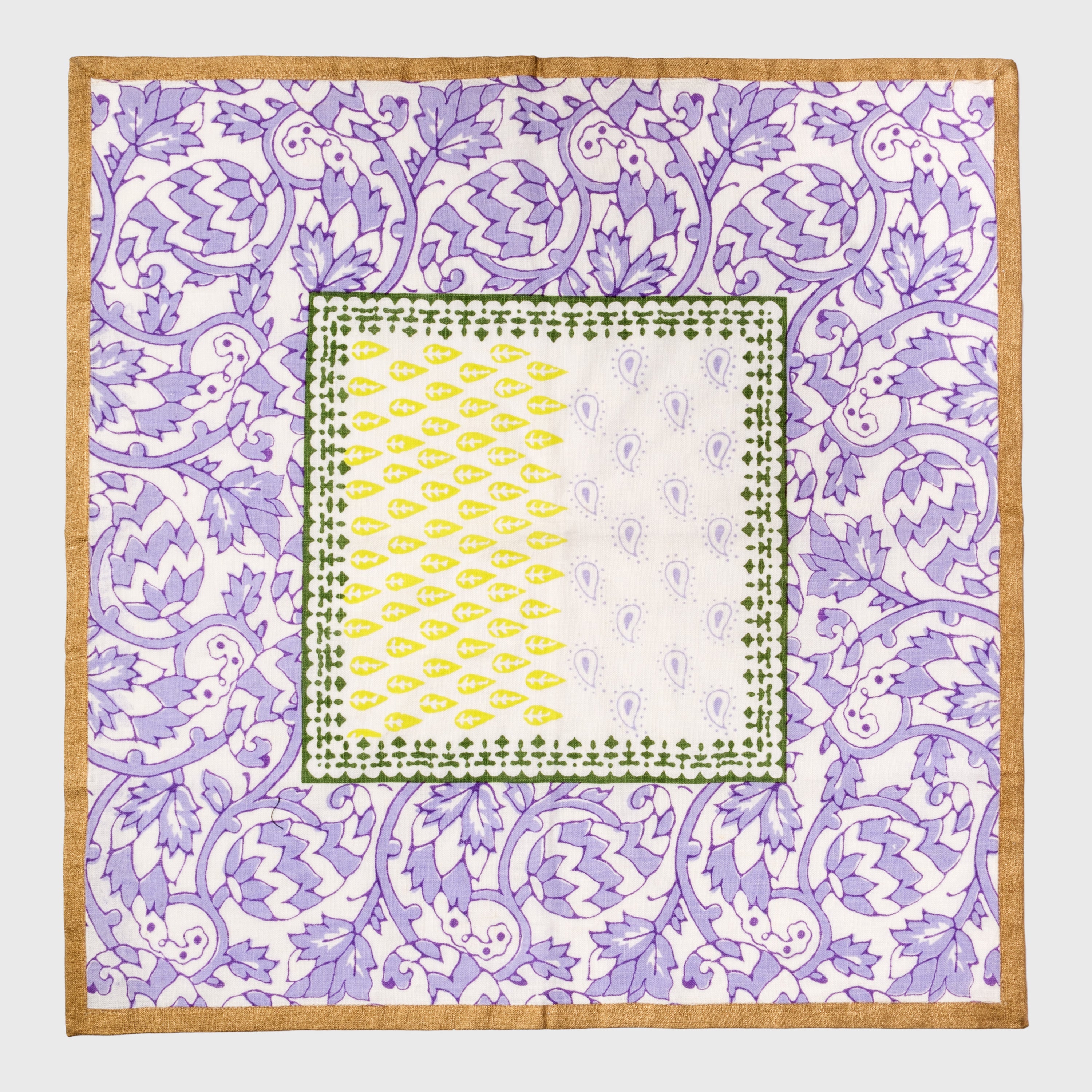 Joyful block print napkin, lilac, set of two