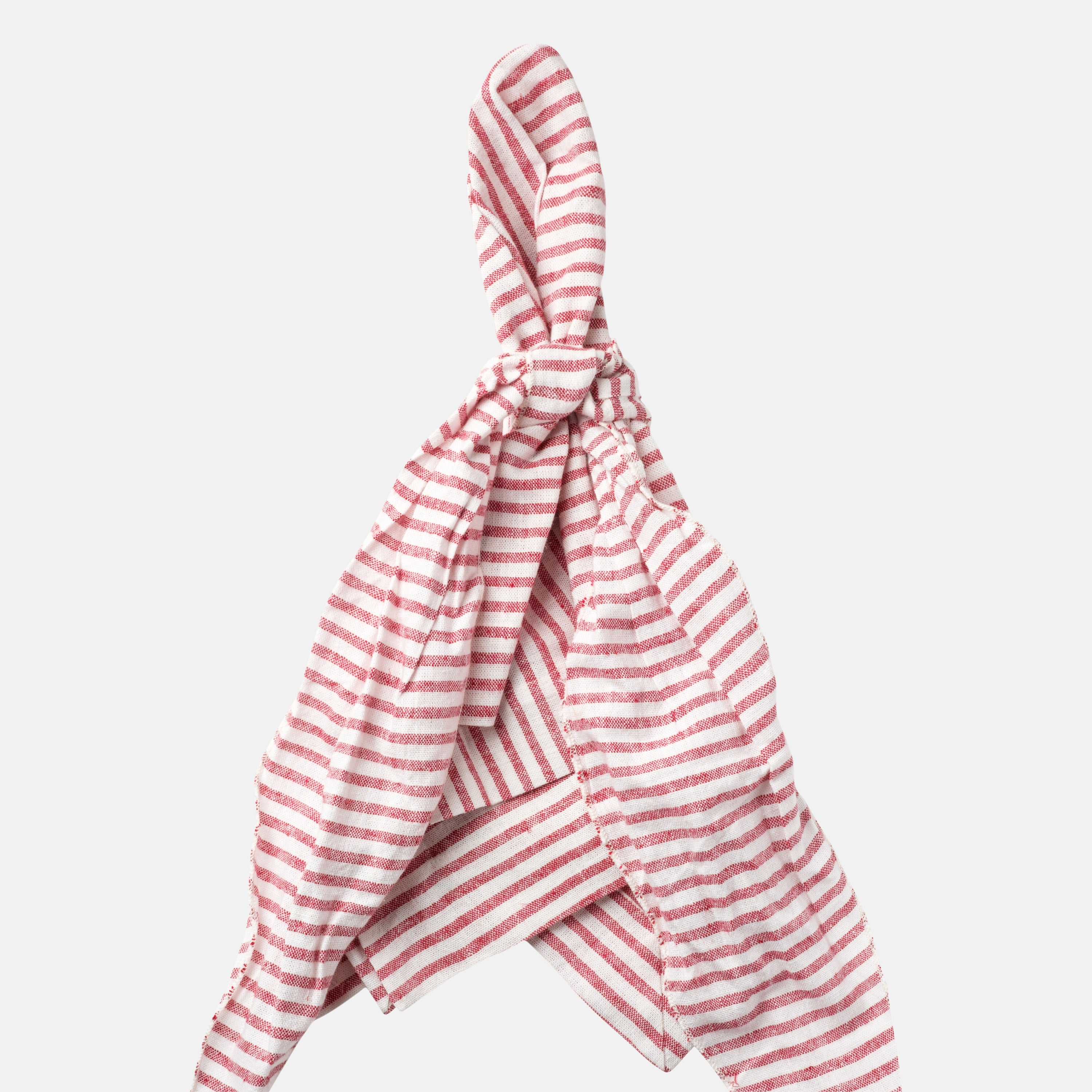 Bow linen napkin, red stripe, set of two