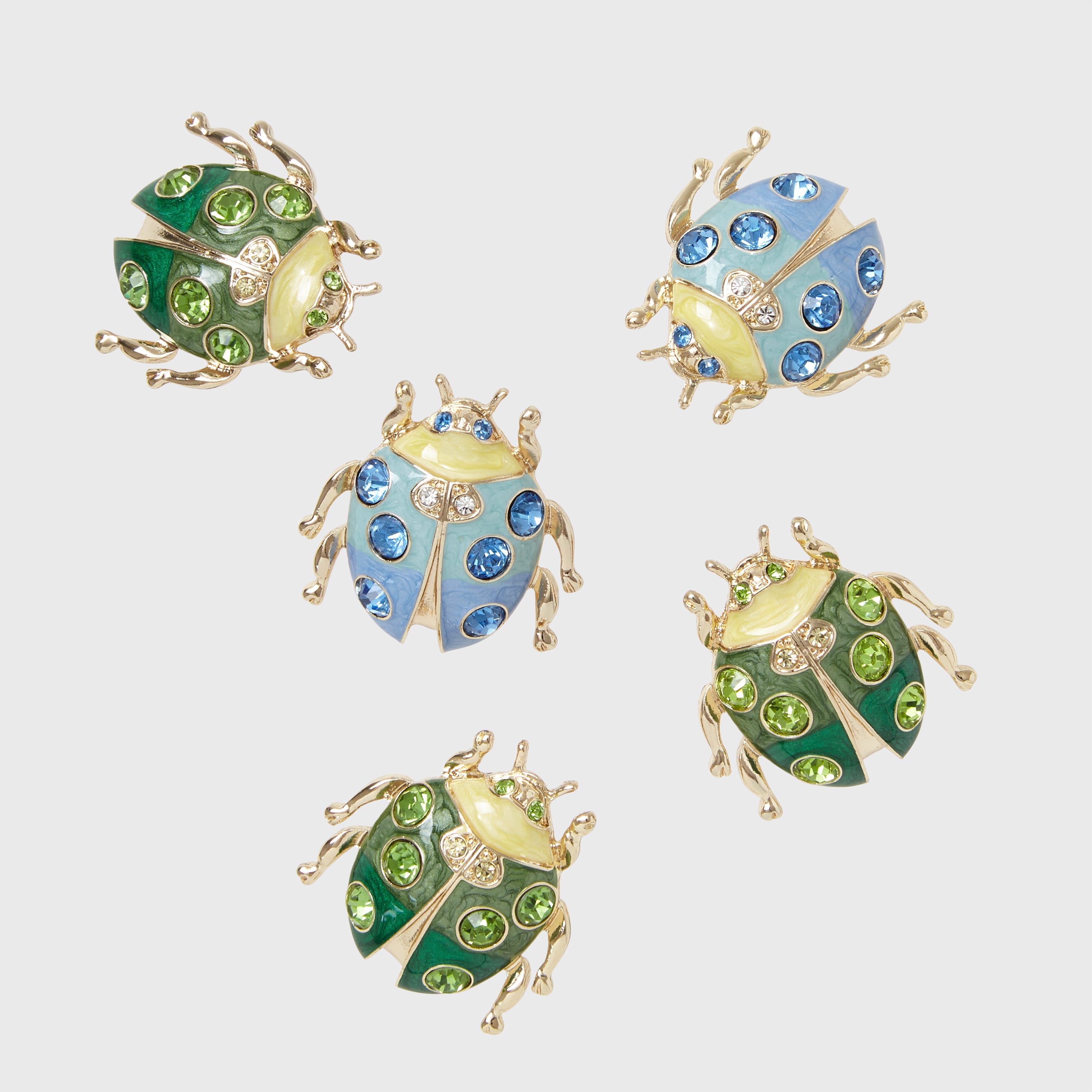 Enamel ladybug clip set