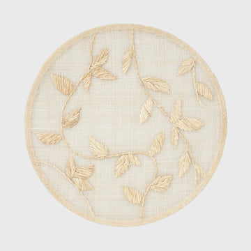 Straw leaf placemat, natural, set of four