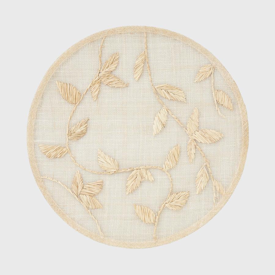 Straw leaf placemat, natural, set of four
