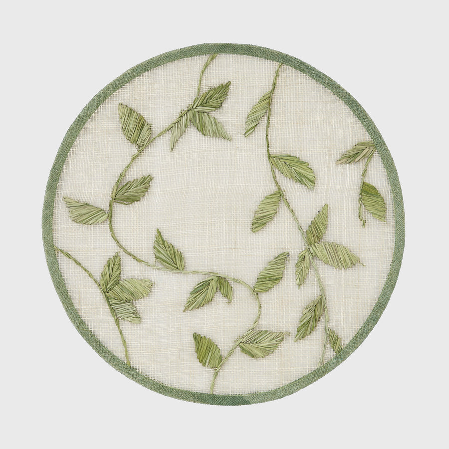 Straw leaf placemat, leaf green, set of four