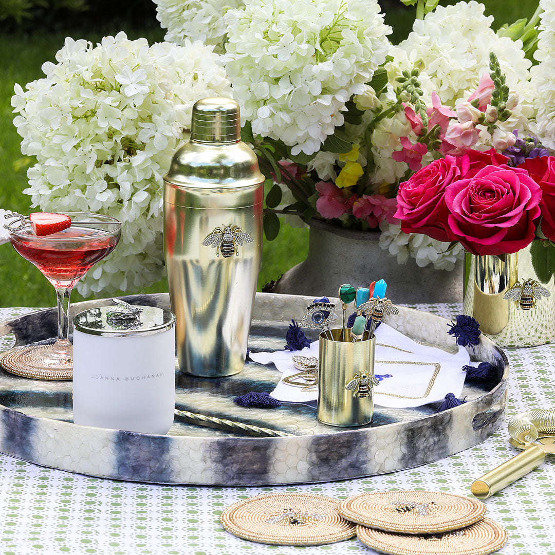 Stripey bee cocktail shaker set