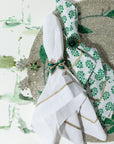 Enamel bow skinny napkin rings, green, set of four