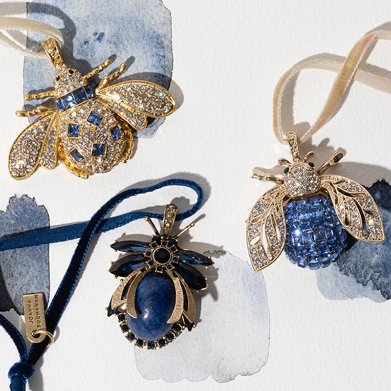 Classic bee hanging ornament, sapphire