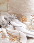 Classic snowflake skinny napkin rings, crystal, set of four