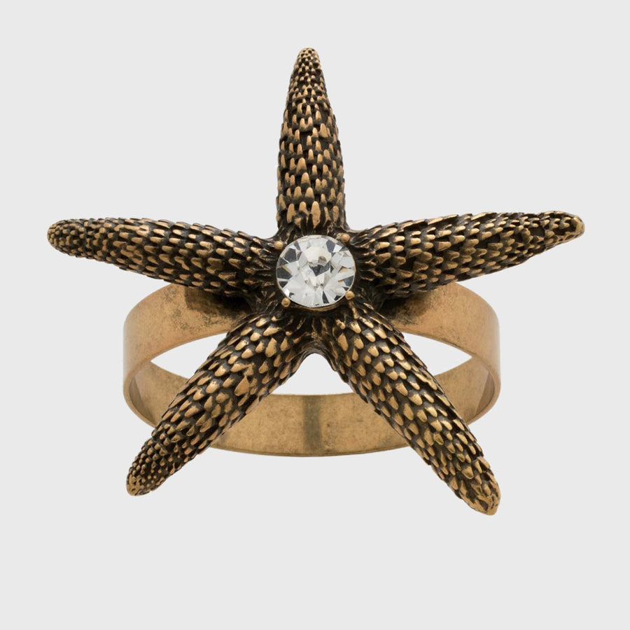 Starfish skinny napkin rings, bronze, set of four