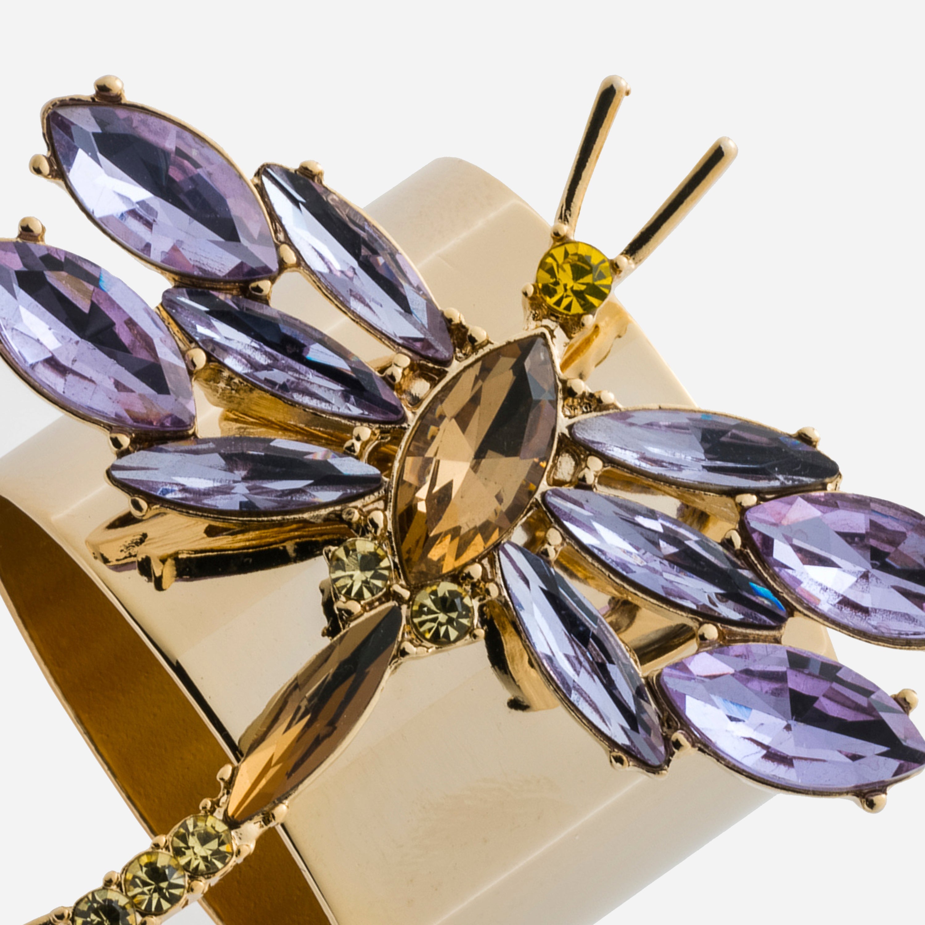Dragonfly napkin rings, amethyst, set of two