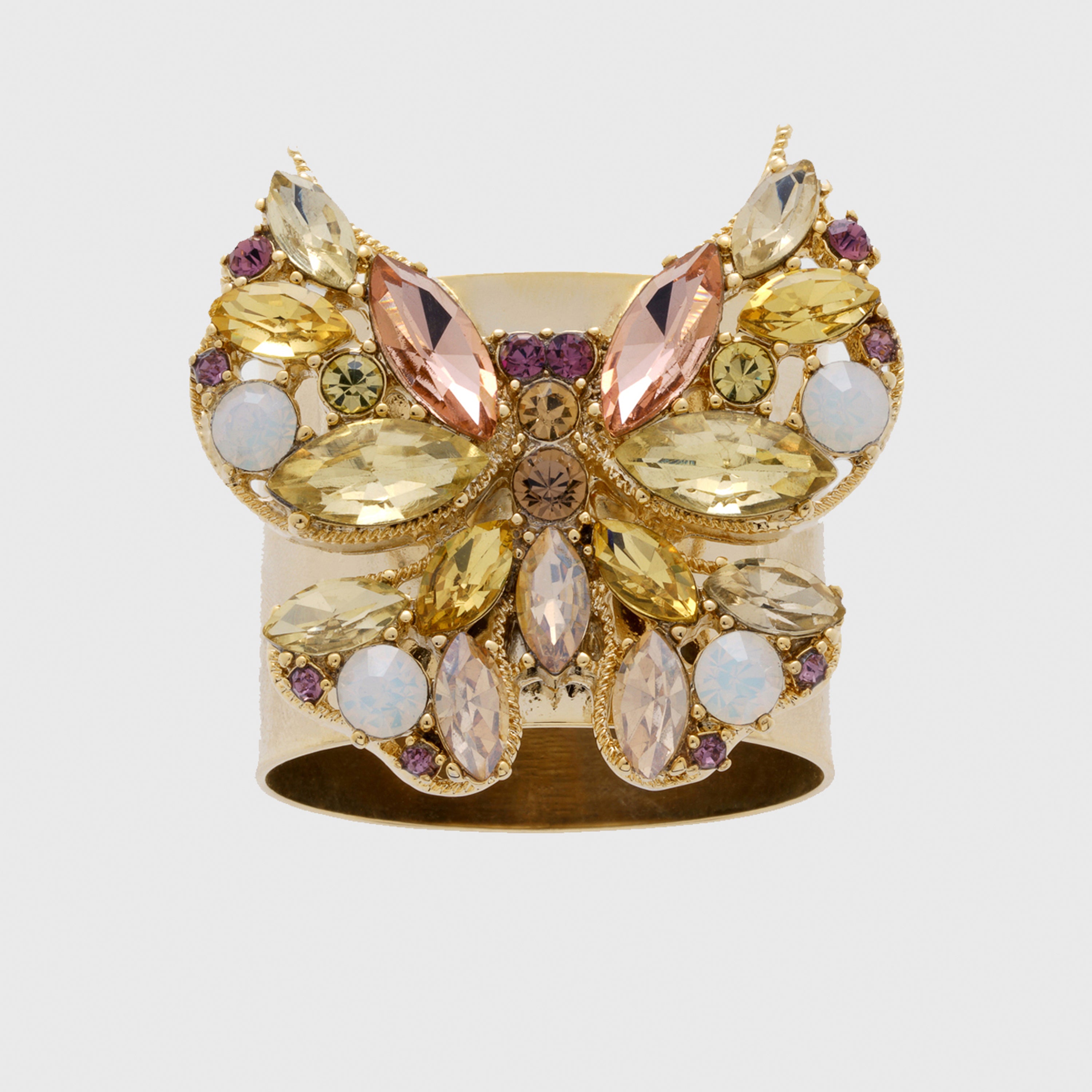 Jeweled butterfly napkin rings, yellow, set of two