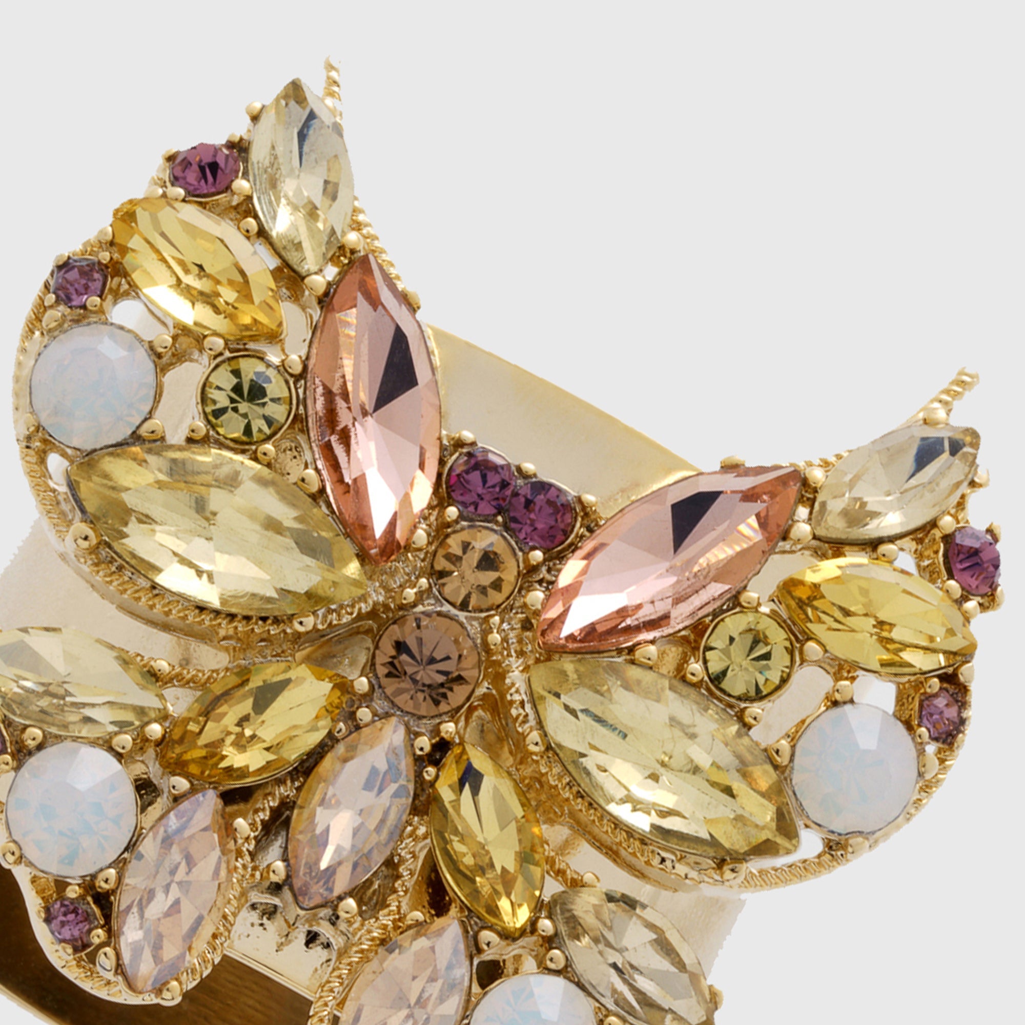 Jeweled butterfly napkin rings, yellow, set of two