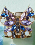 Jeweled butterfly napkin rings, blue, set of two