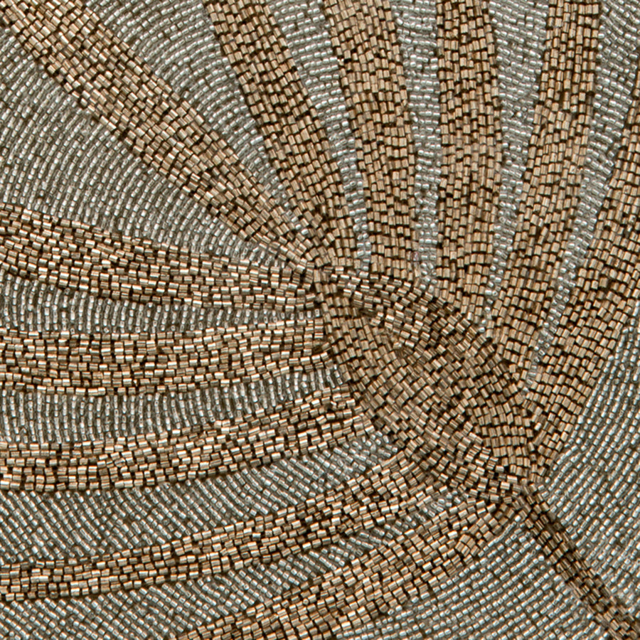 Palm frond hand beaded placemat, neutral