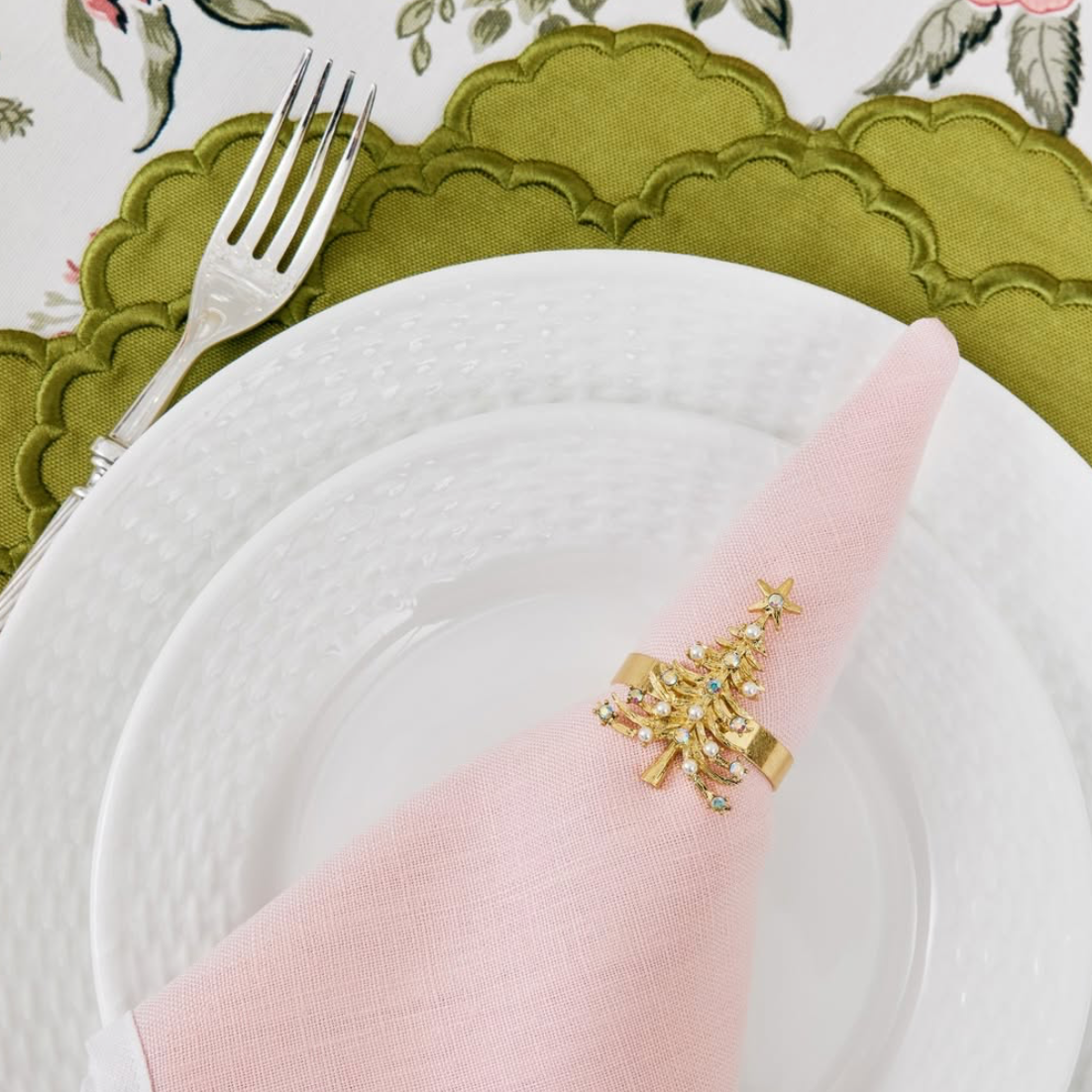 Christmas tree skinny napkin rings, set of four