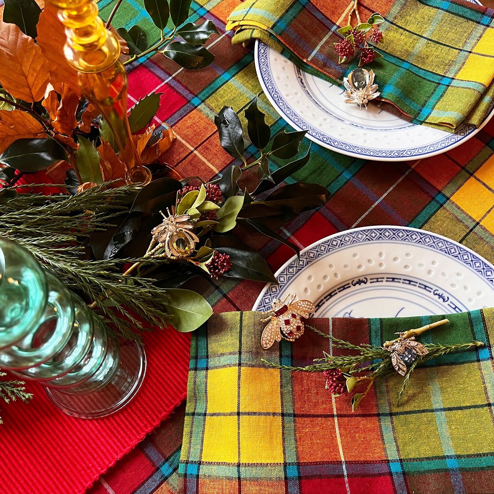 Tartan dinner napkins, set of four