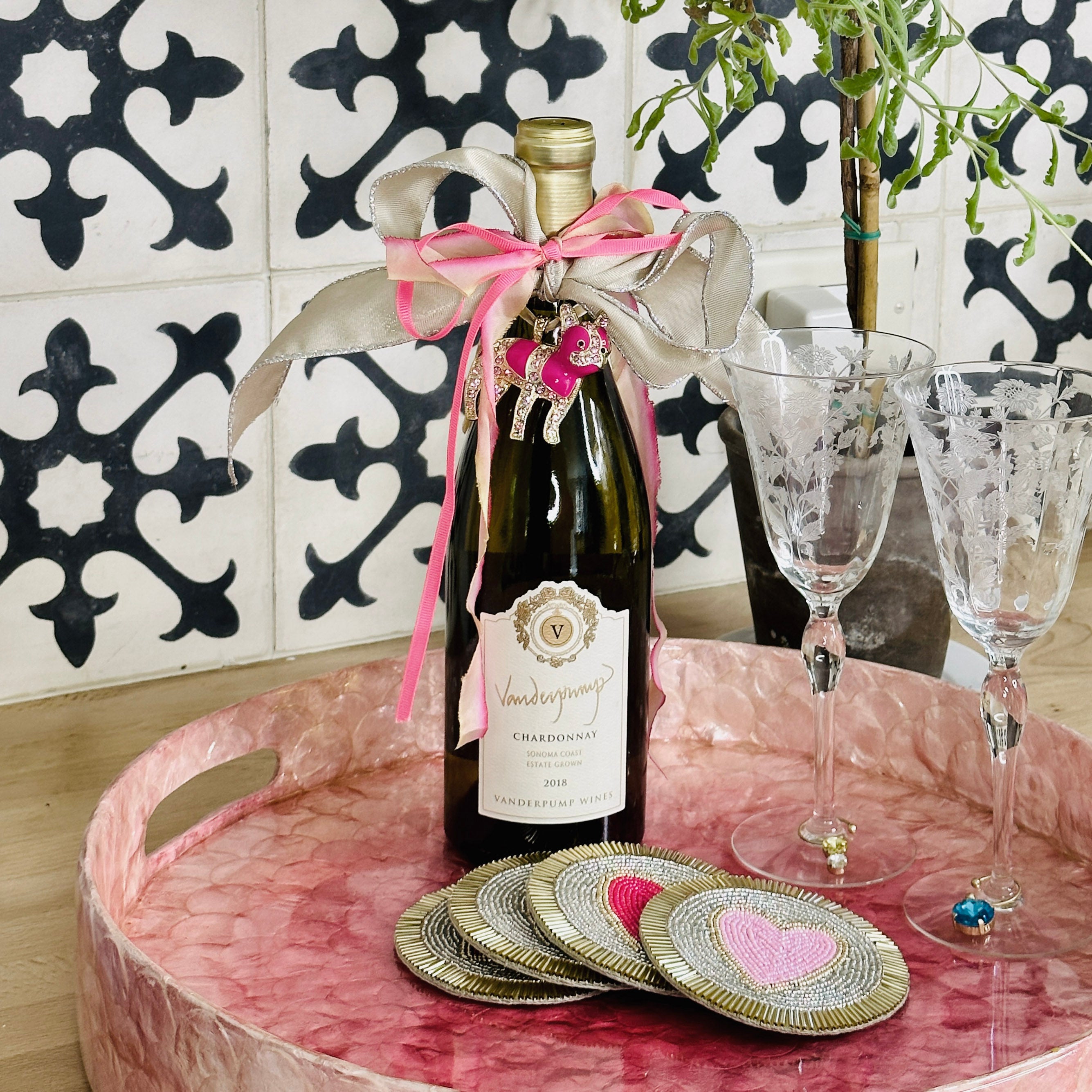 Vanderpump Dogs x JB pink pug hanging ornament