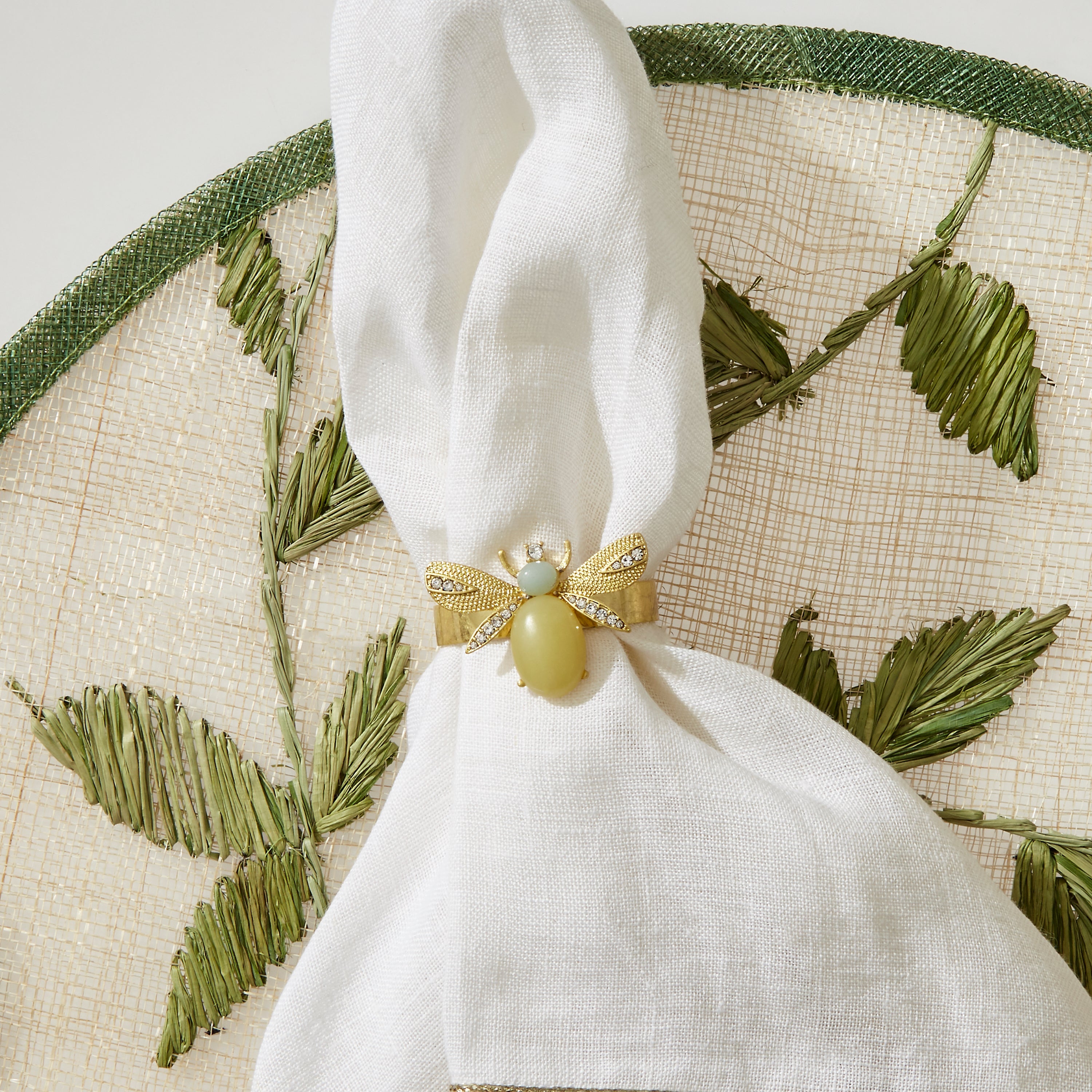 Straw leaf placemat, leaf green, set of four