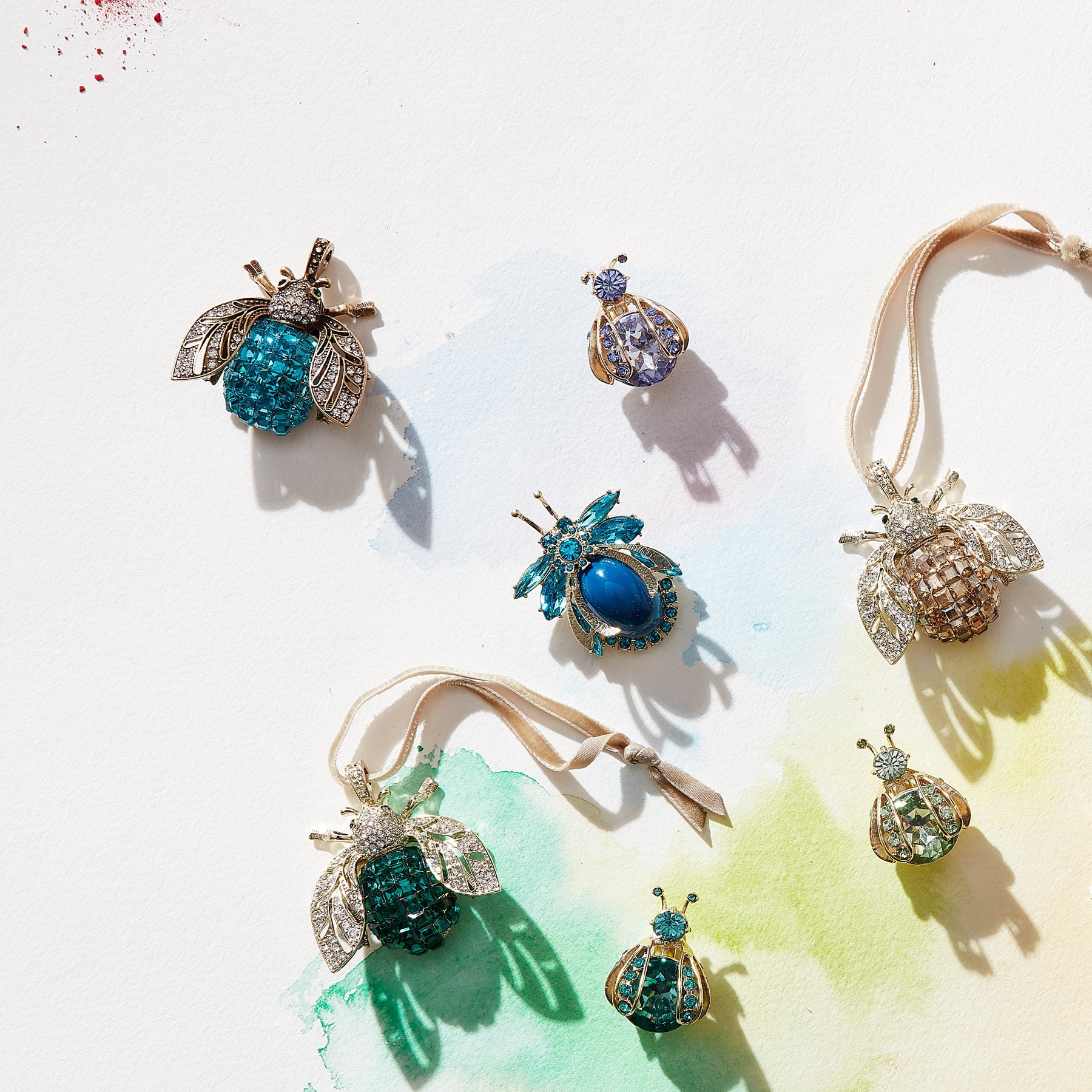 Gem bug clip set, rainbow