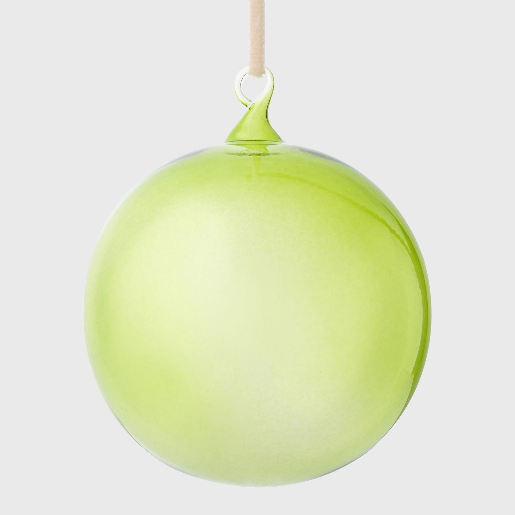 Glass bubble balls, spring green, set of three