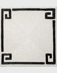 Greek key hand beaded placemat, white