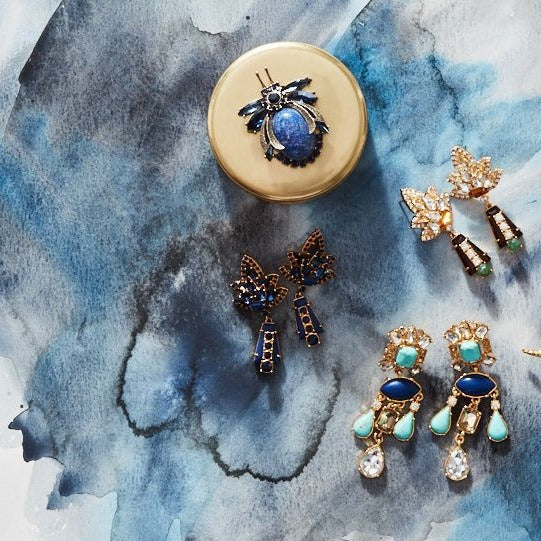Lapis lazuli vintage bug jewelry box