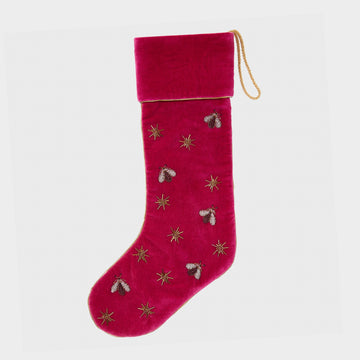 Sparkle bee stocking, berry pink