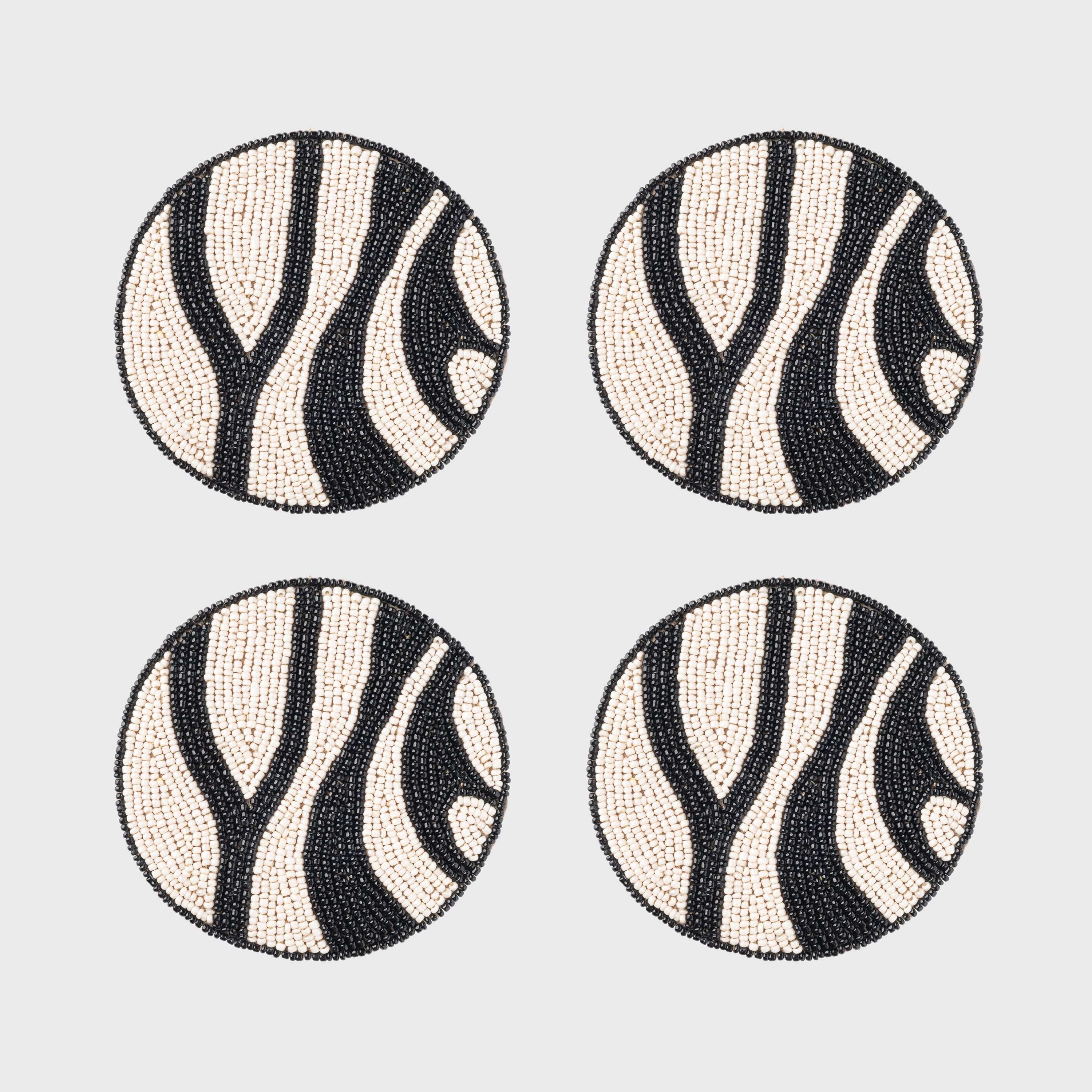 Zebra coasters, black
