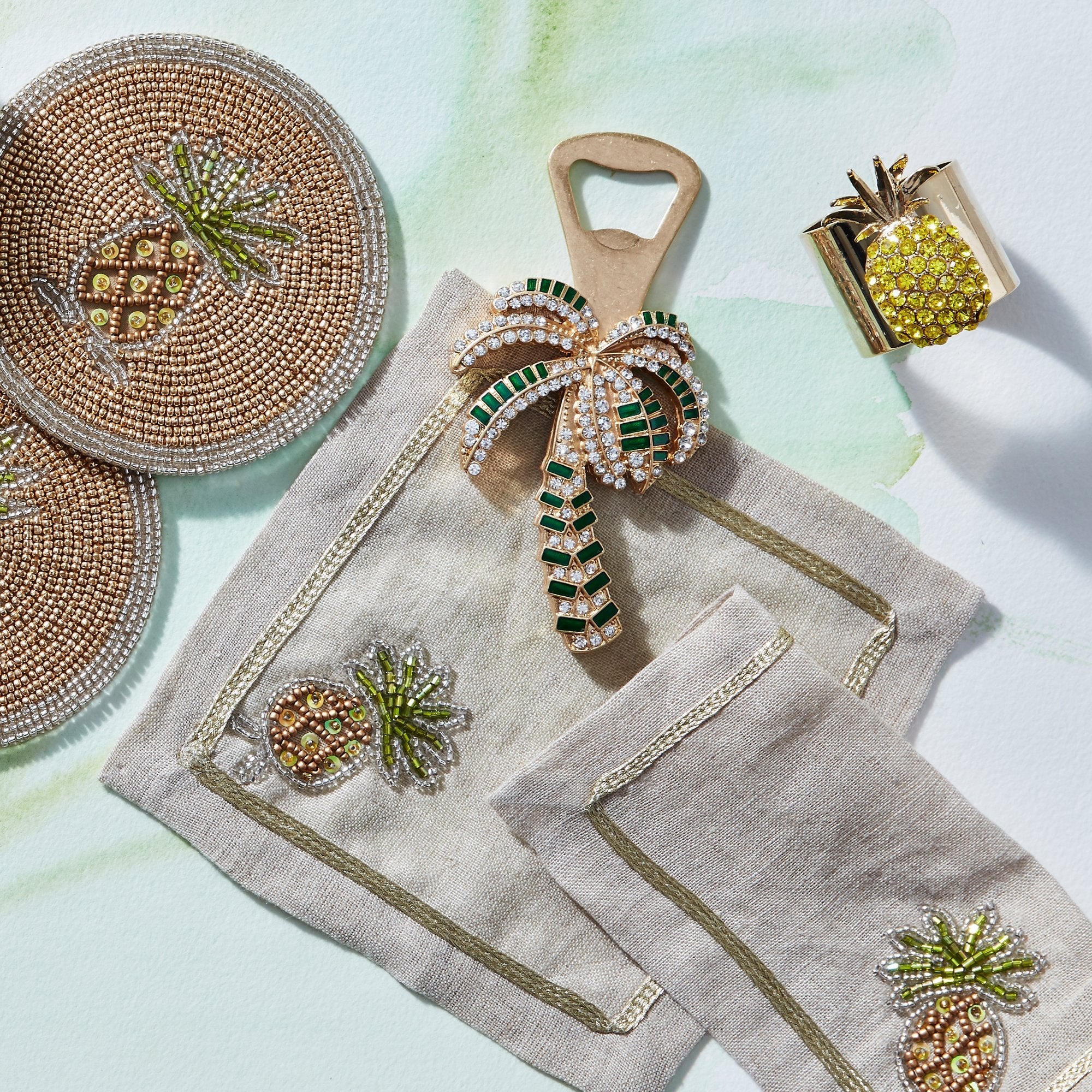 Pineapple napkin rings, yellow, set of two