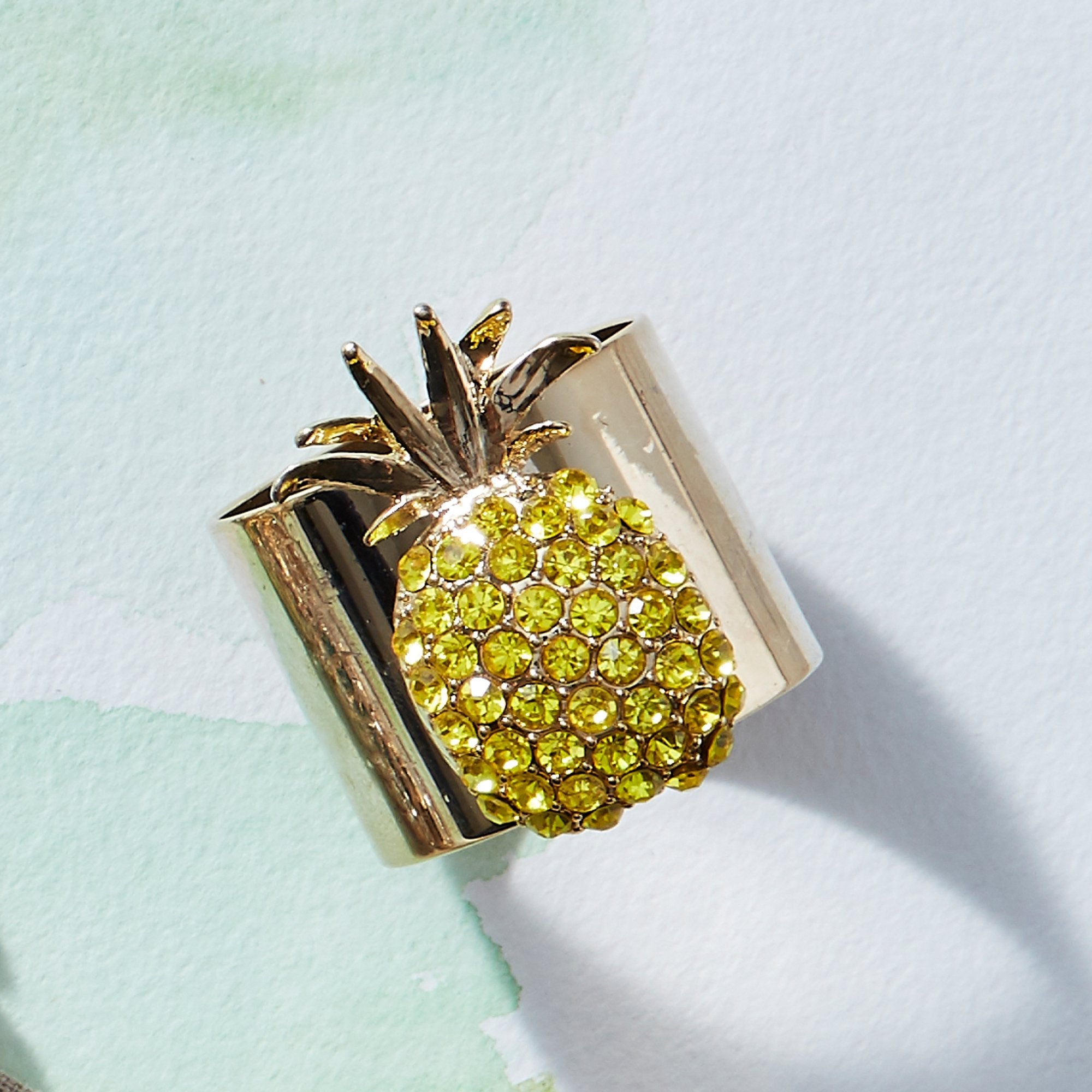 Pineapple napkin rings, yellow, set of two
