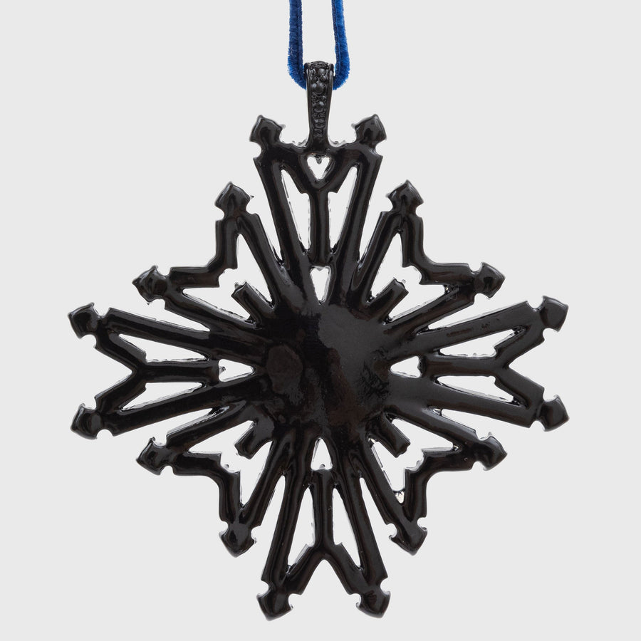Baguette snowflake hanging ornament, navy