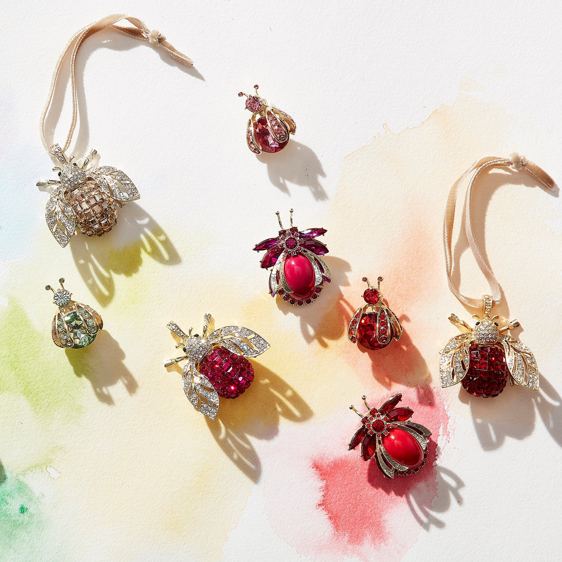 Gem bug clip set, rainbow