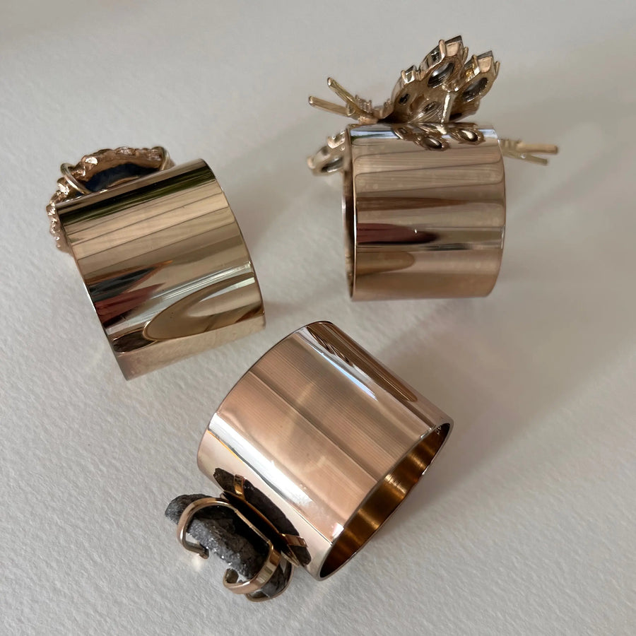 SECOND QUALITY  Gilt edge shell napkin rings, mother of pearl, set of two