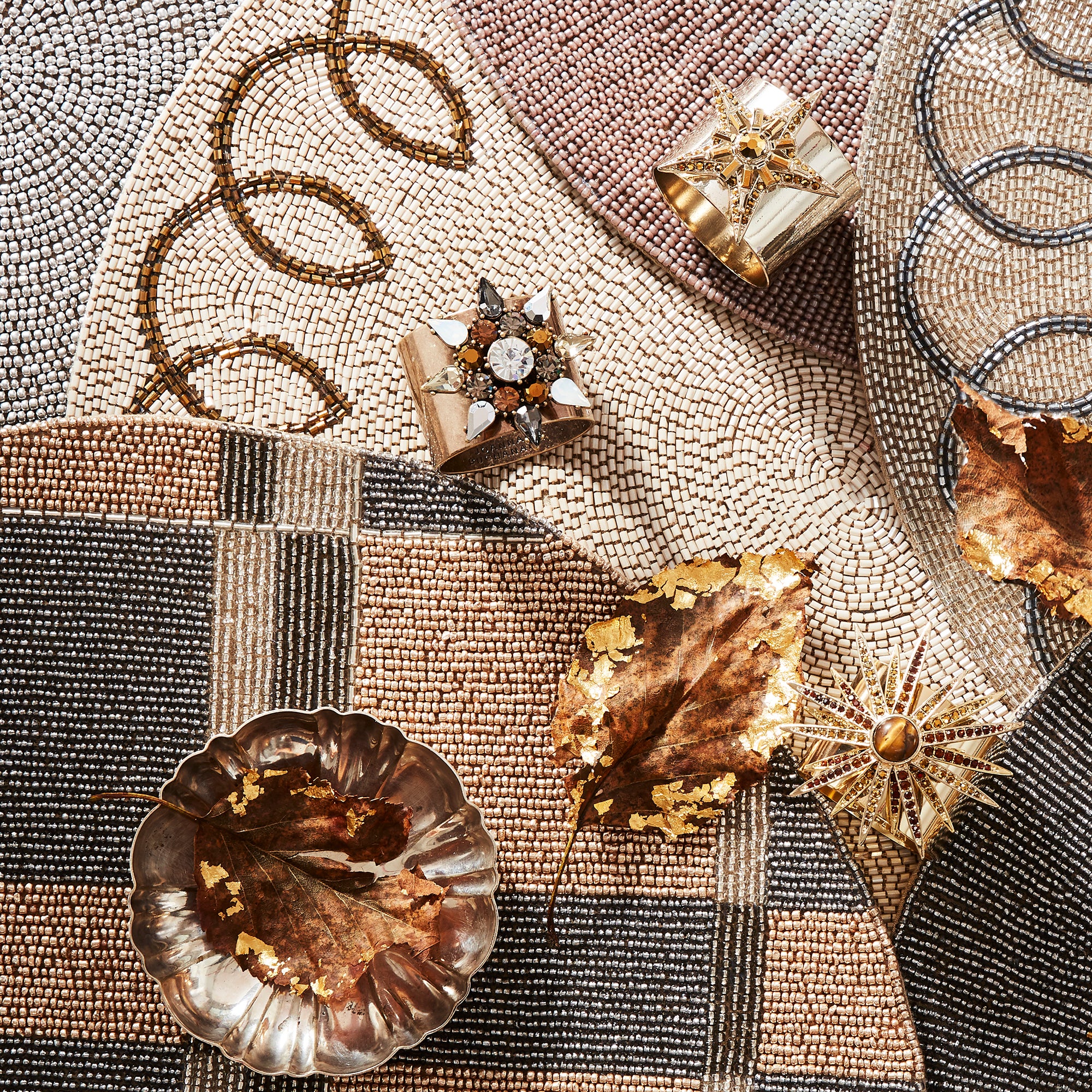 Starburst napkin rings, topaz, set of two