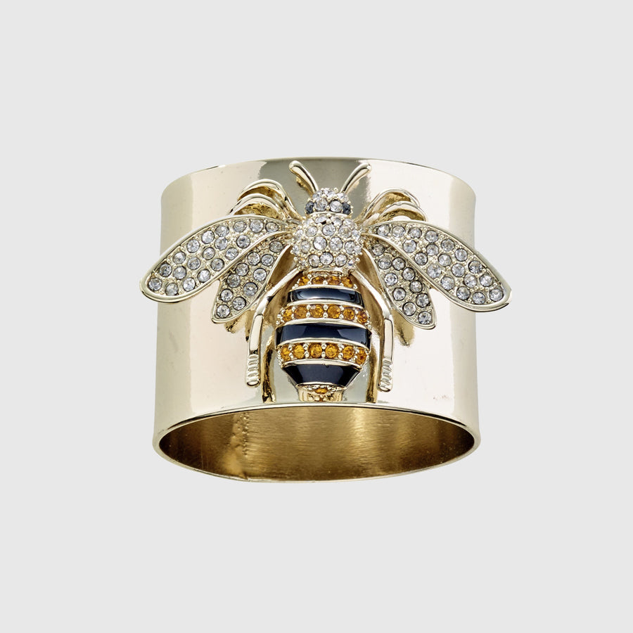 Stripey bee napkin rings, set of two