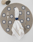 Gilt edge shell napkin rings, lapis lazuli, set of two