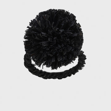 Black straw pompom napkin ring 