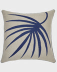 Palm frond pillow, natural linen with indigo