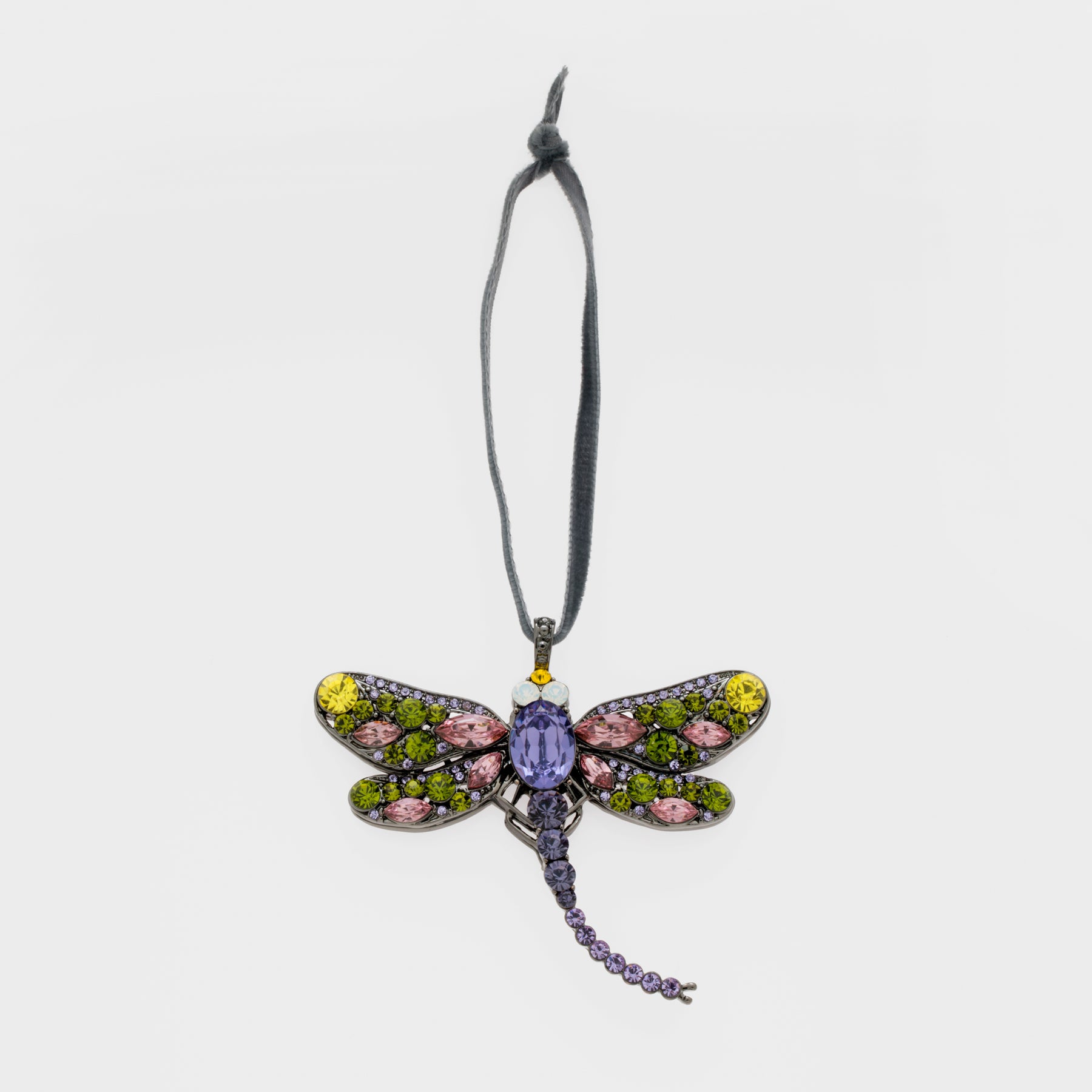 Dragonfly hanging ornament, rose and olive