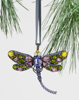 Dragonfly hanging ornament, rose and olive