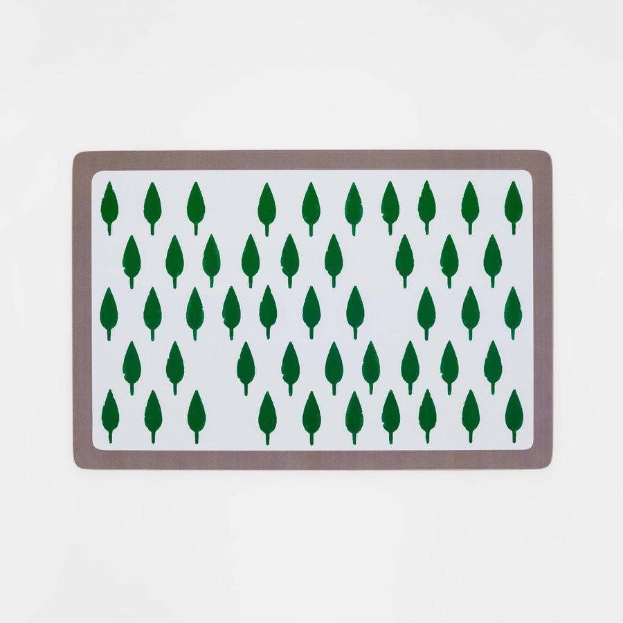Tree print everyday placemat, green with grey, set of two