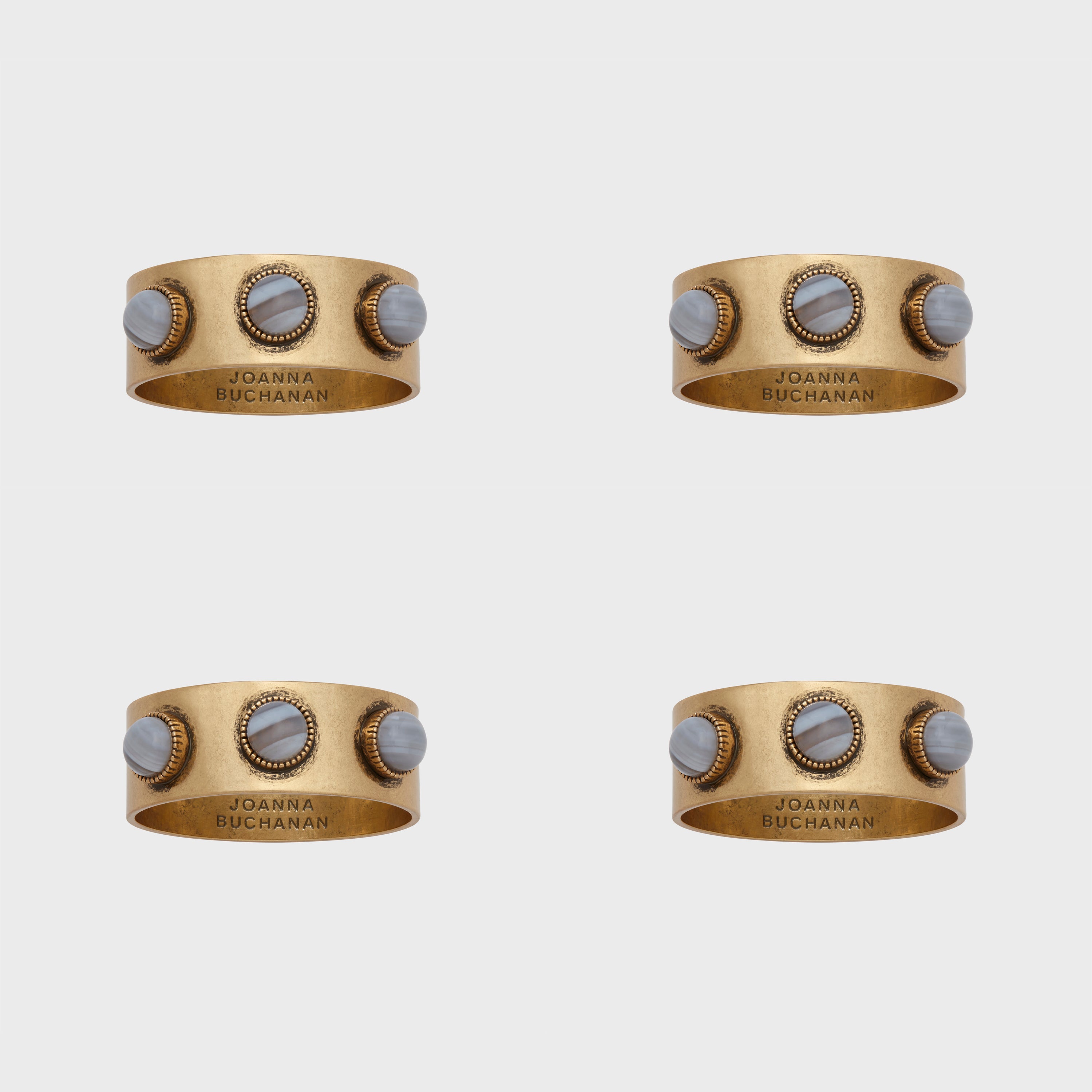 Cabochon napkin rings, agate, set of four