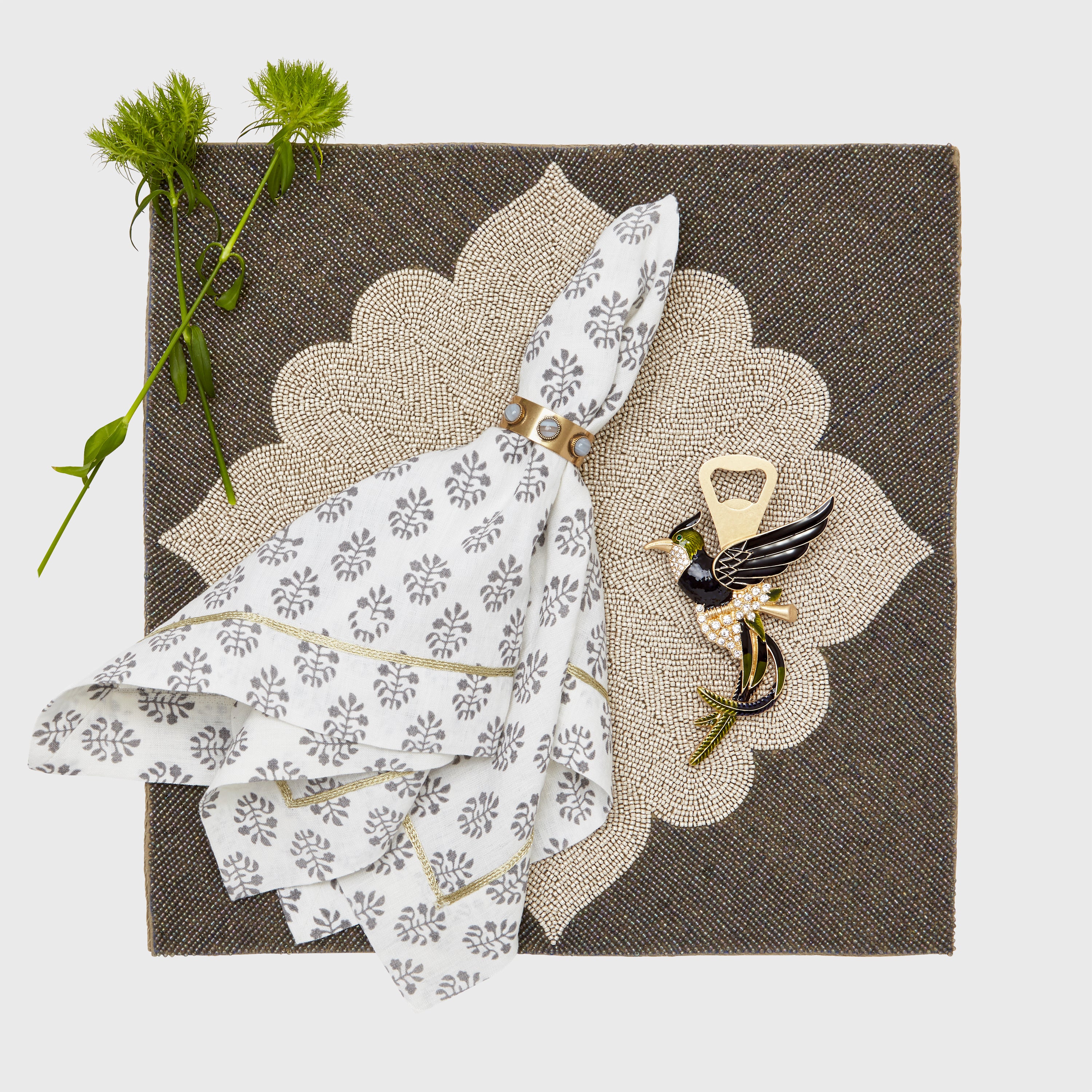 Cabochon napkin rings, agate, set of four