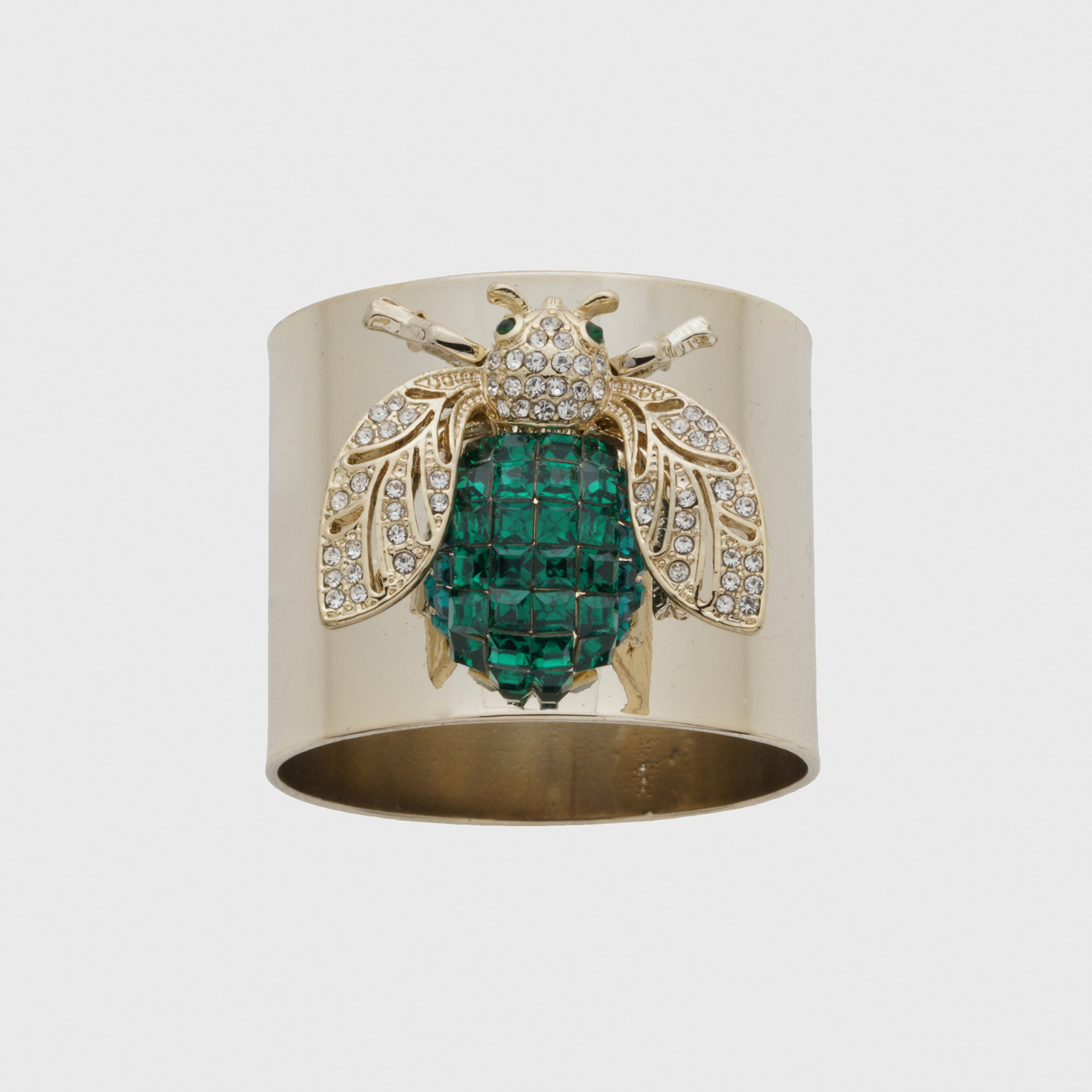 Sparkle bee napkin rings, emerald, set of two