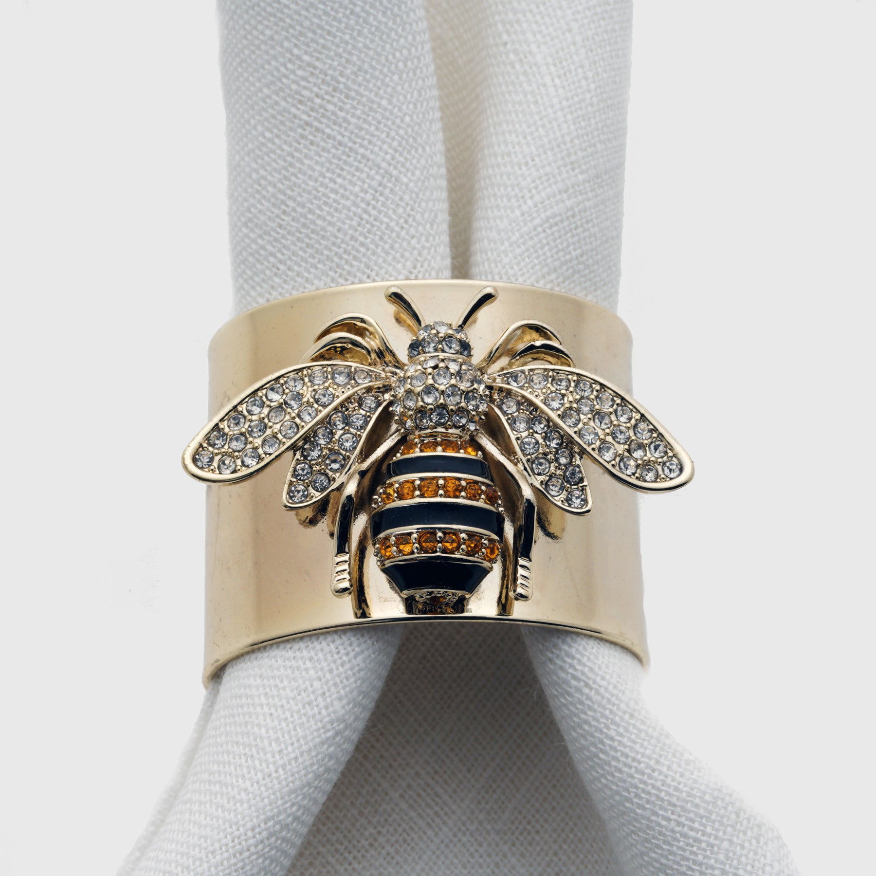 Stripey bee napkin rings, set of two