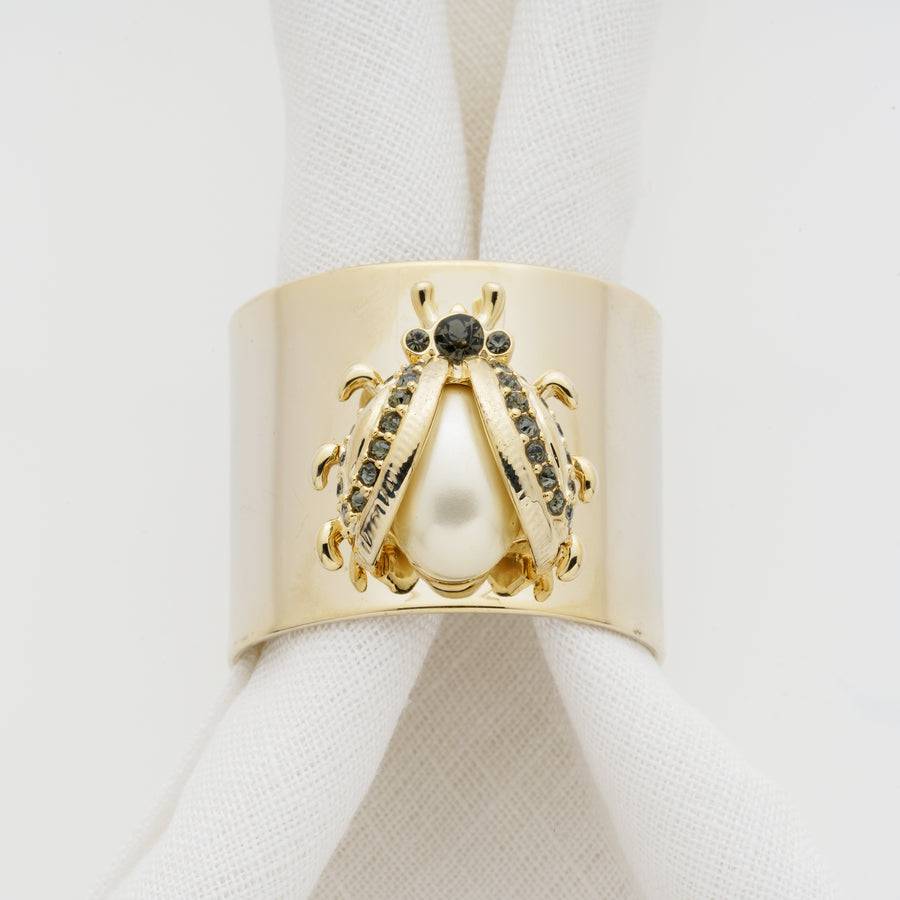 Ladybug napkin rings, pearl, set of two