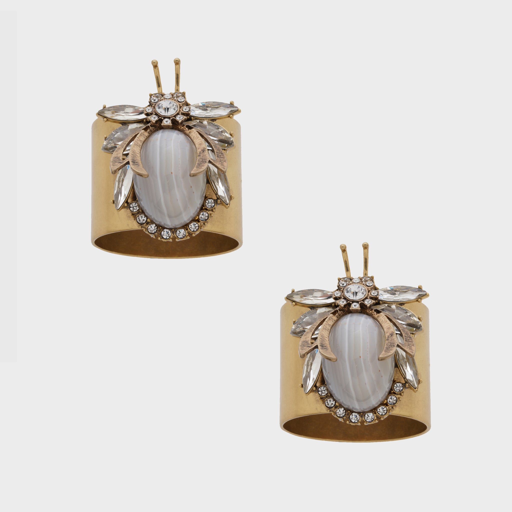 Vintage Bug Napkin Rings [Grey Agate] | Set of 2 | Brass Napkin Rings ...