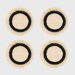 Ruffle edge straw coasters, black